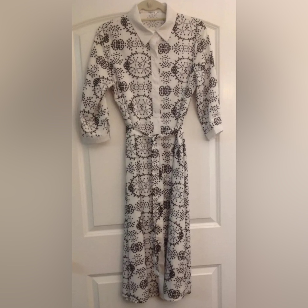 White and Black Patterned Women's Dress